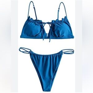 Women’s Two‎ Piece Brown Padded Solid Triangle Bikini Set NWT Size M